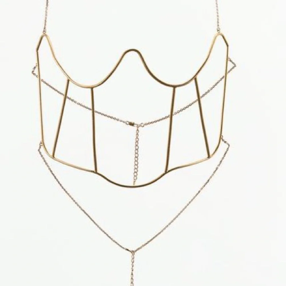 NWT. Zara Halloween Special Collection Golden Hard Metal Chain Corset.